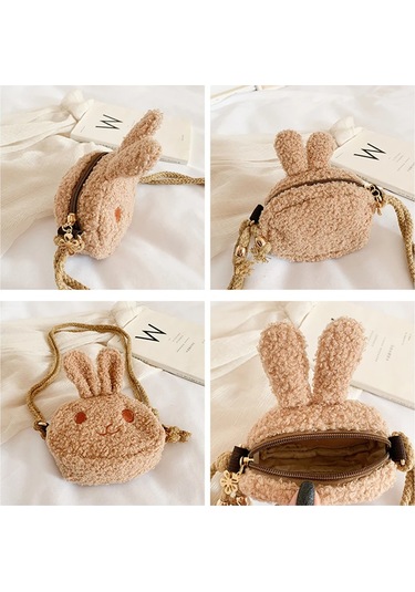 Sevimli Tavşan Çocuklar İçin Peluş Omuzdan Askili Çanta Karikatür Postacı 02 02 Çok Renkli