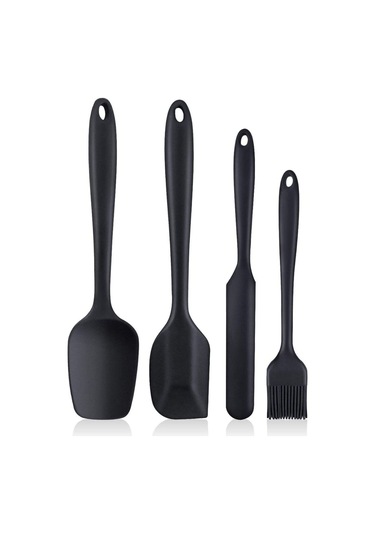 4 Parça Büyük Boy Silikon Yumurta Fırçası Kaşık Bıçak Spatula Seti Isıya Dayanıklı