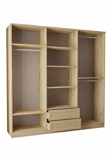 Baru 6 Kapaklı 2 Çekmeceli Gardırop Kahverengi