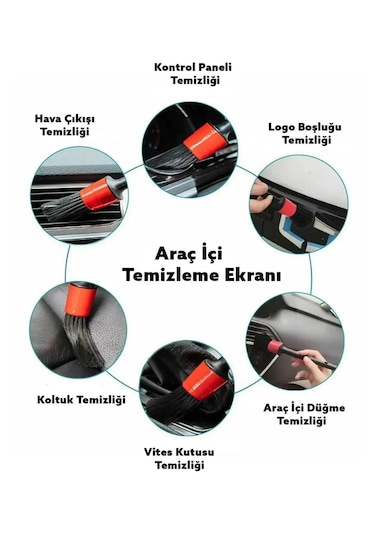 Oto Detay Fırçası Seti 5'li Kaliteli Detaylı Farklı Boyutlar,5li