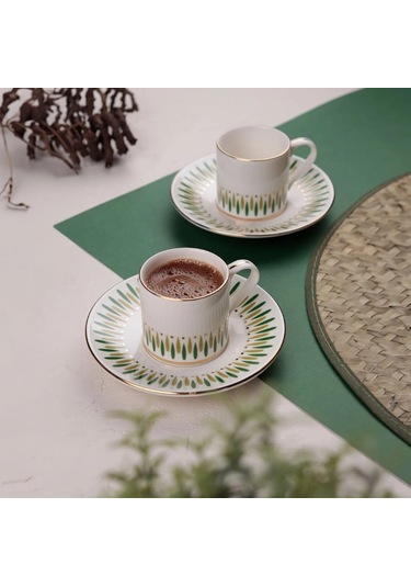 Porser Palm 4 Parça Kahve Fincan Takımı Yeşil