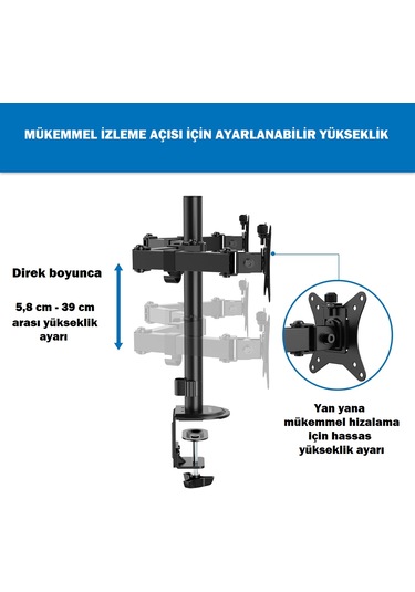 Venaliastore Ayarlanabilir Masaüstü Çift Kol Monitör Tutacağı