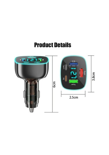 30w Süper Hızlı Usb C Araç Şarj Adaptörü 280 Voltaj Göstergeli Araba Şarj Cihazı