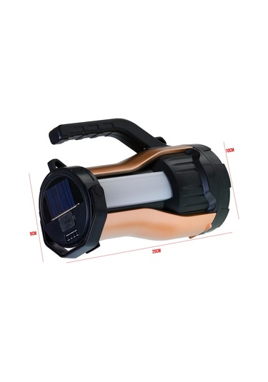 EL FENERİ PROJEKTÖR SOLAR ŞARJLI 10W+COB LED RANCHI HEL RC-T96 Kırmızı - Siyah