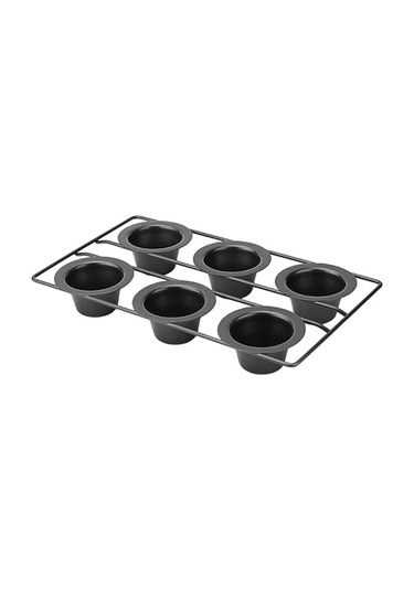 Ulzyvf Yapışmaz Tavası Siyah Tatlı Popover Pişirme Muffin Kabı 6'lı Siyah