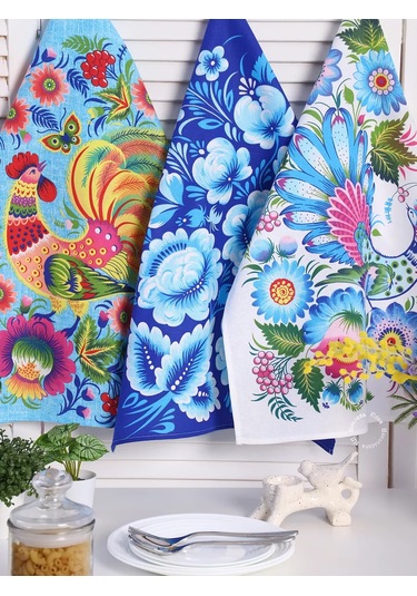 Kuz'kina Hatka 3'lü Mutfak Havlusu Seti 211344445 Açık Mavi