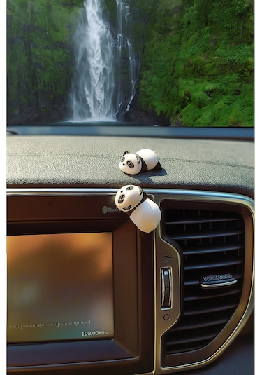 1 Adet Mini Panda Araç İçi Aksesuar Torpido Süsü Araba Dikiz Aynası Süsü Dekoratif Obje