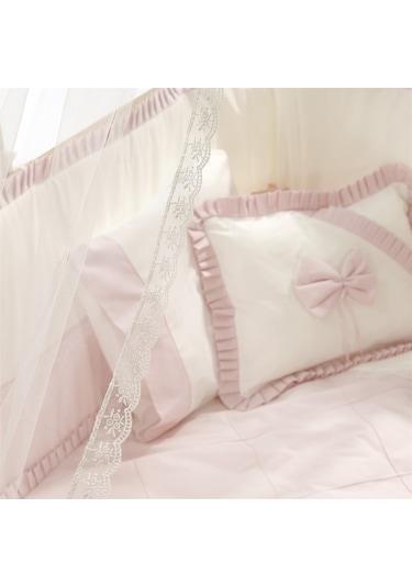 Meltem Kids Bambino Sallanır Ahşap Anne Yanı Beşik 70x110 cm (naturel-pembe) Pembe