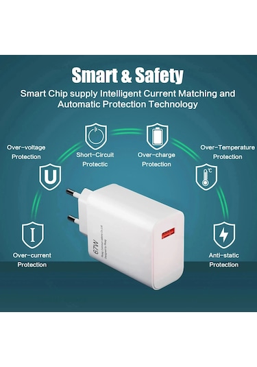 67w Usb Hızlı Şarj Cihazı Xiaomi 14 13 12 11 10 Ultra Redmi Not 12t 13 Pro Eu Charger And 1.5m