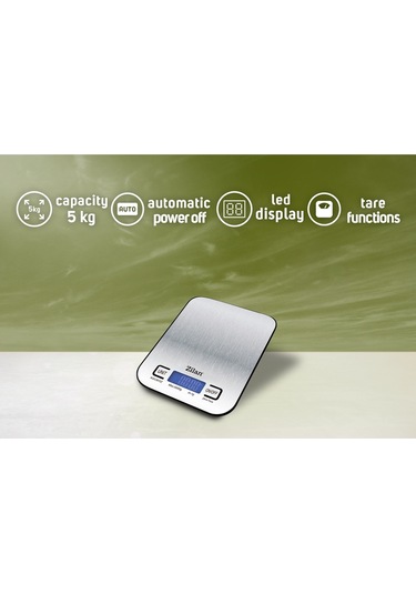 Zln2984 Inox Dijital Mutfak Tartısı 5 Kg Hassas Ölçüm Otomatik Kapanma Pil Dahil Gri - Inox