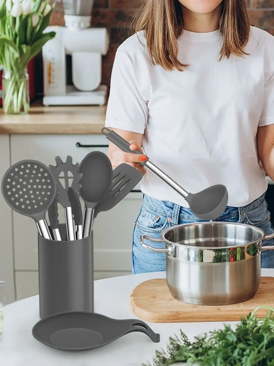 Teamfar 9 Parçalı Mutfak Gereçleri Seti 90179739 Koyu Gri