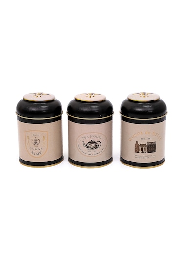 Azura Desenli Metal Saklama Kabı 3 Lü Set, 9 X 11 Cm Çok Renkli
