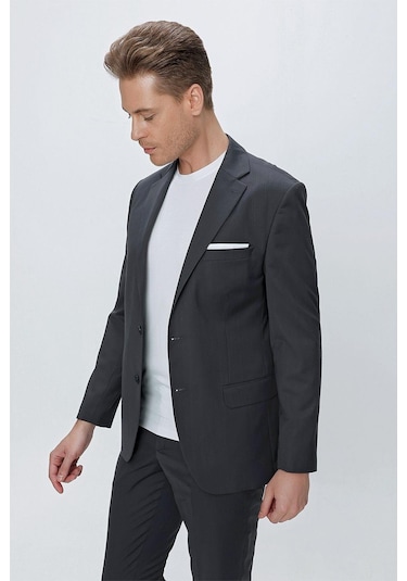 Efor Slim Fit Klasik Mono Yaka Klasik Antrasit Takım Elbise Tk 2021 Antrasit