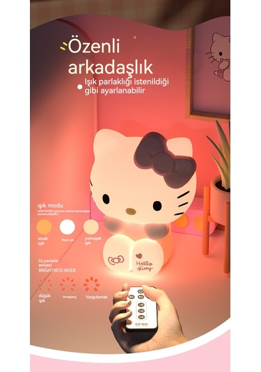 Hellokitty Gece Lambası Başucu Lambası 1 Diğer
