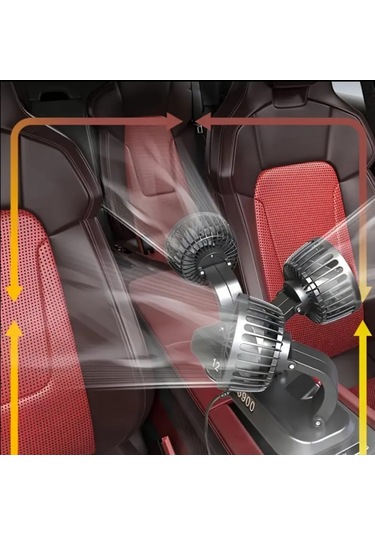 Atay Garage 3 Kafalı Vantilatör 12 Wolt Çıkışlı Arabada Karavanda Evde Kullanıma Musait