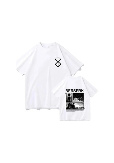 Snapbuy Berserk T-shirt Guts Erkekler Kadın Pamuk Manga Anime Hip-hop Büyük Boy T Gömlekgümüş Gümüş