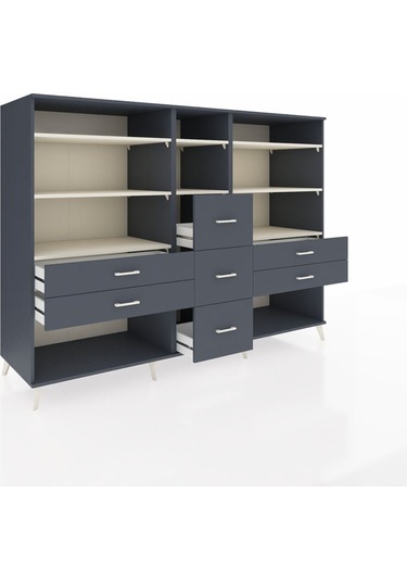 Kronos Dolap 8 Raflı 7 Çekmeceli 220x59x163 Antrasit-aytaşı/antr Antrasit-aytaşı/antrasit