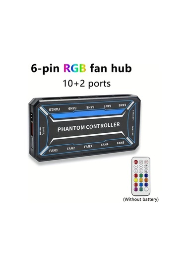 Boatshop1 Uzaktan Kumandalı 6 Pinli Rgb Fan Merkezi Siyah 10 2 Portlu Sata Güç Kaynağı Işık Senkronizasyonu