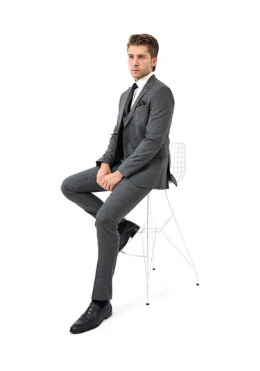 Presto Erkek Yelekli Slimfit Takım Elbise 6 Drop Siyah 790-001 Siyah