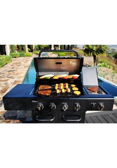 Kenmore Gazlı Barbekü 4 Ocaklı Siyah Siyah