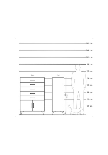 Hyperion Dolap 5 Çekmeceli 2 Kapaklı 88x44x134 Antrasit-antrasit Antrasit