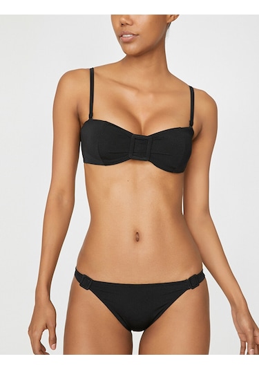 Deep Beach Siyah Kare Tokalı Bikini Üstü Db20050bu 001