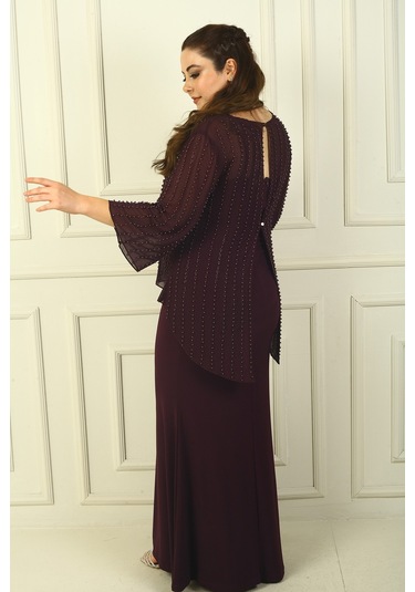 İçi İp Askılı Astarlı Uzun Sandy Elbise Arkası Düğmeli Boncuklu Şifon Bluz Büyük Beden 2'li Takım Mürdüm İçi İp Askılı Astarlı Uzun Sandy Elbise Arkası Düğmeli Boncuklu Şifon Bluz Büyük Beden 2'li Takım Mürdüm