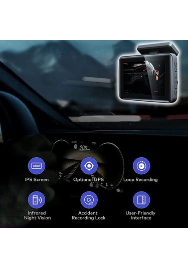 Aubyhe 4 İnç 3 Kameralı Araba Sürücü Kaydedici: Ön-arka-iç 1080p+720p+480p, Güneş Görüşü 170 +110 +110 , İki Renkli Gece Görüşü Ve Geri Park Görüntüsü
