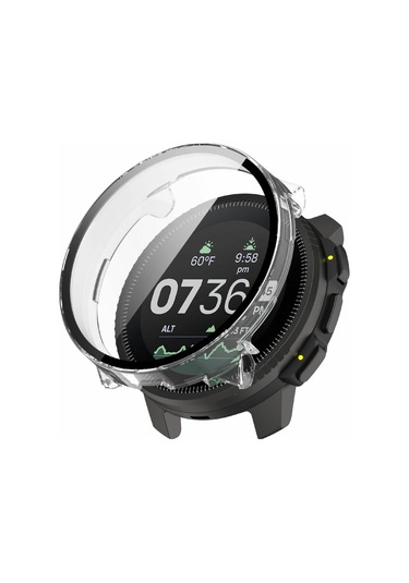 Suunto Dikey Saat Kılıfı Temperli Cam Ekran Koruyuculu Entegre Darbeye Dayanıklı Kapak - Şeffaf