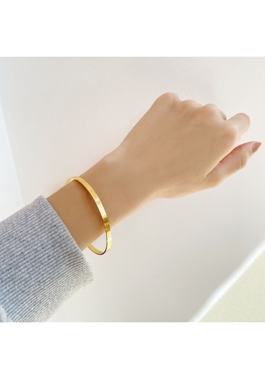 Ferizz Altın Kaplama Kibrit Çöpü 4 Mm Bilezik Blz-3028 Altın