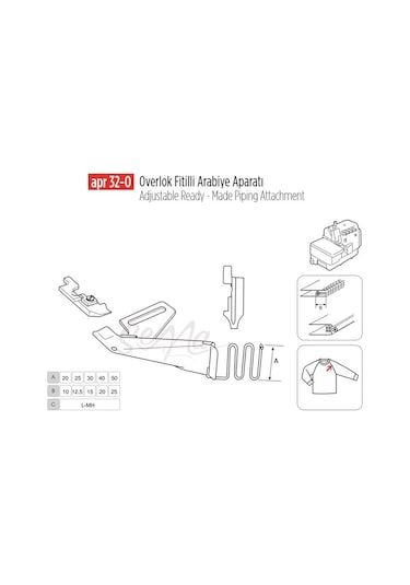 Overlok Fitilli Arabiye Apara 30x15mm / Apr 32-o