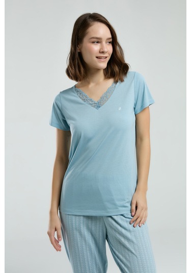 Pierre Cardin Kadın Mavi Pijama Takımı Pc8998-s-v1 Mavi