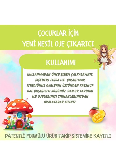 Freshup Yeni Nesil Çocuk İçin Mango Kokulu Oje Çıkarıcı 10 ML