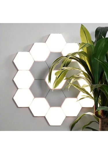 Honeybeeshop 6 Adet Modern Dokunmatik Kontrollu Altigen Led Duvar Lambasi Dokunmatik Kontrol W Dıy Montaj Enerji Tasarruflu Nötr Beyaz Usb Güç 16renk Şarj Edilebilir