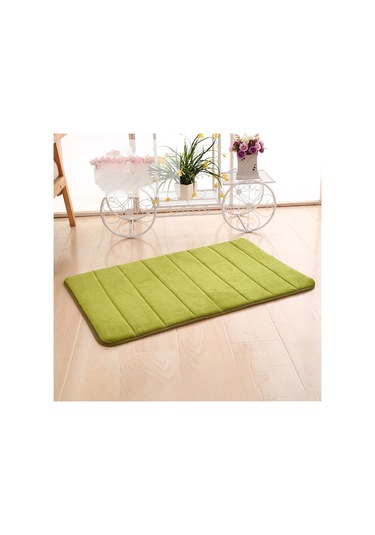Neevoyu Yeşil Dikey Çizgili Kalın Koral Yün Banyo Paspası - Anti Kayma, Kir Tutucu, Hafif Temizleme - 40x60 Cm Diğer
