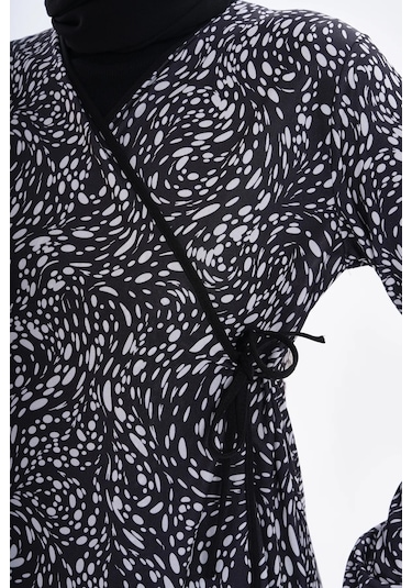 Puantiyeli Yandan Bağlamalı Namaz Elbisesi-21007 Gül Kurusu