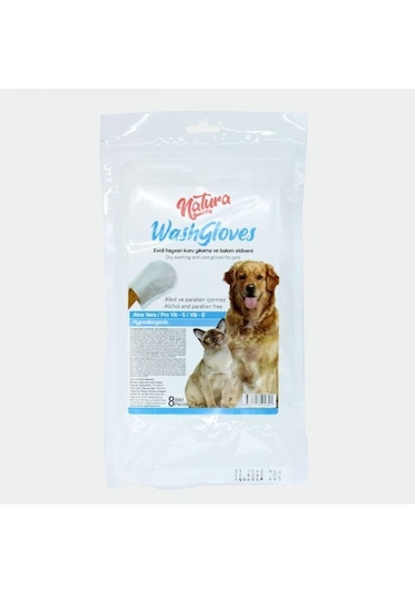 Natura Washgloves Evcil Hayvan Temizleme Eldiveni 8'li