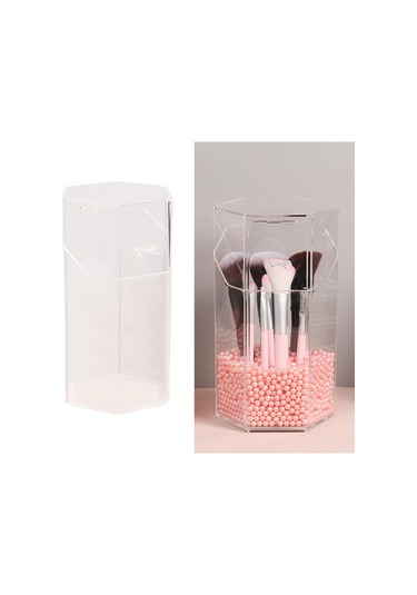 Suntek Şeffaf Akrilik Kozmetik Organizatör Makyaj Fırça Kabı Şeffaf