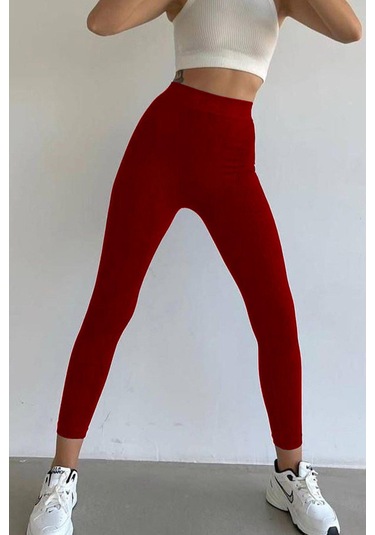 Madmext Bordo Yüksek Bel Kadın Fitilli Tayt Mg1625 Bordo