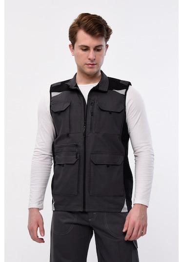 Uniprom Yelek Likralı Madrid Model 10 Cepli Yazlık Füme