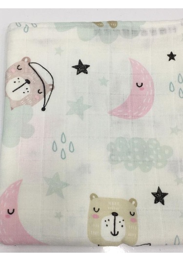 Müslin %100 Organik Pamuk Kumaş Örtü Battaniye 100x100cm+ Ağız Mendili Hediyeli Yeşil Bulut Yeşil Bulut Yeşil