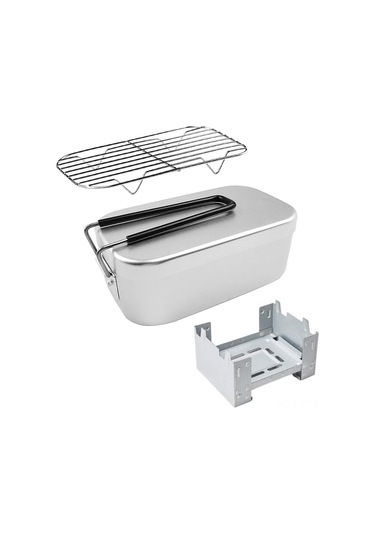 Ximistore9 Outdoor Çadır Yemeği Seti: Alüminyum Kapaklı Mida + Isıtıcı Tepsi + Gerginleştirici Sepet, Hızlı Isıtma, Taşınabilir 3'lü Kombinasyon Çok Renkli