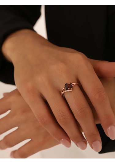 Serebranyj Dom 925 Ayar Gümüş Doğal Grenada Taşlı Altın Kaplama Yüzük 27558075 Altın