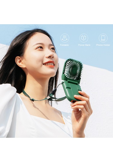 Ranyeek Kolaysağlanabilir Boyun Bağlı Usb Şarjlı Folding Fan - 3 Hızlı, 180 Ayar, Telefon Tutucu Ve Power Bank Özellikli Taşınabilir Soğutucu