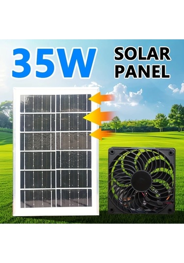 Boatshop1 1 Adet Güneş Paneli Tipi 1 Fan Seti Sera Soğutma Termal Yalıtım Malzemesi Solar Enerji Tavuk Kümesi Fanı