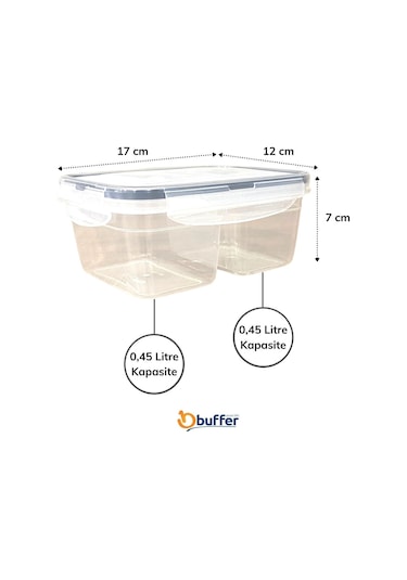 Buffer® 2 Bölmeli 045 045 Litre Kilitli Kapaklı Saklama Kabı