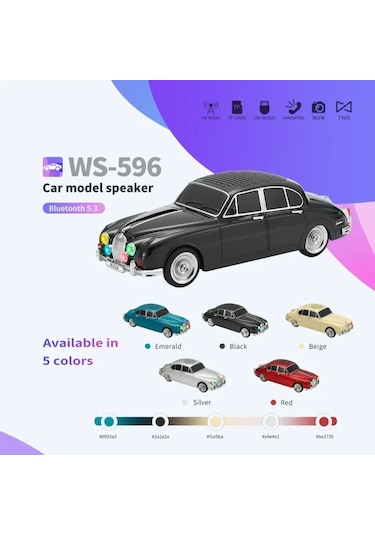 Ws-596 Araba Görünümlü Kablosuz Bluetooth Hoparlör Siyah 4741
