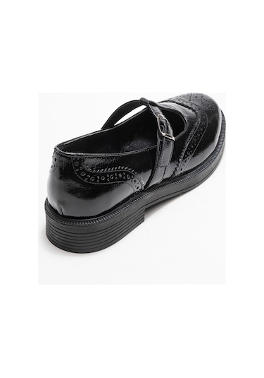 Janney Siyah Rugan Hakiki Deri Bantlı Kadın Loafer Ayakkabı SİYAH RUGAN