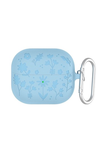 Novahub Silikon Kulaklık Kılıfı Kapağı Oymalı Çiçek Tasarım Koruyucu Samsung Galaxy Uyumlu Buds 3/3 Pro İçin Mavi Mavi
