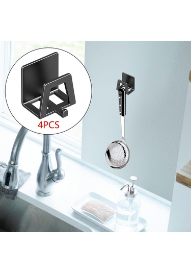 Suntek 4 Parça Tencere Kapağı Tutucu Duvara Monte Yerden Siyah